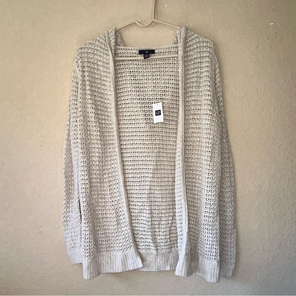 X-Small Gap Light Tan Knit Cardigan Pullover With Hood